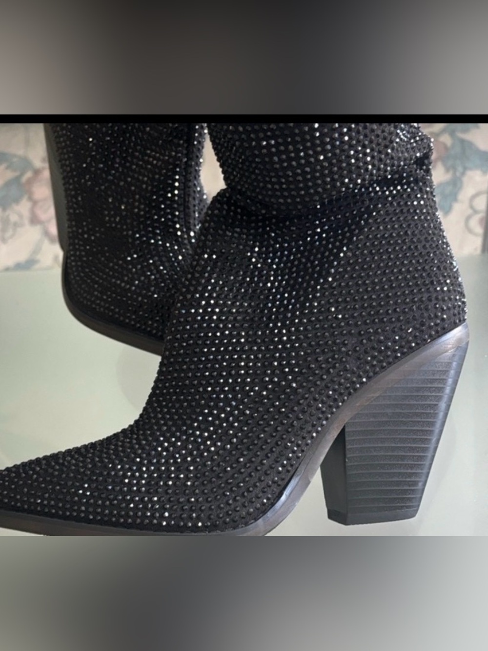 Buckle Black embellished knee high boots